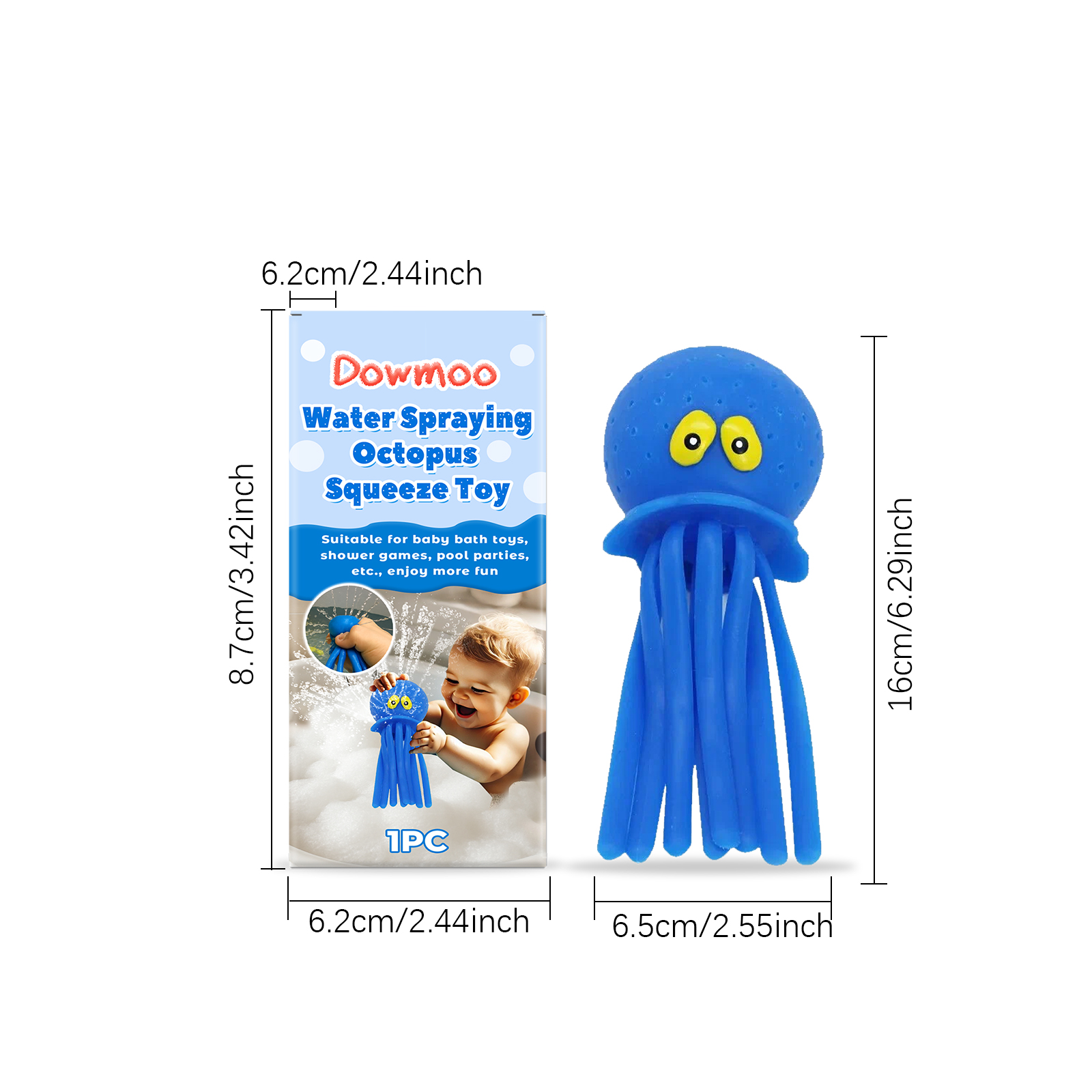 Water Spraying Octopus Squeeze Bath Toy, Kids Squirt Water Toy For Bathtub Pool Beach Outdoor Water Play 6