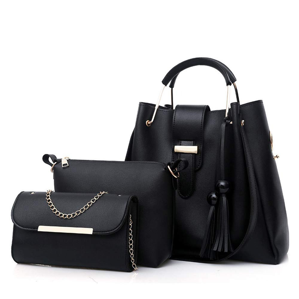 Womens Purse And Handbag 3Pcs Bag Set Tassel Tote Clutch Satchel Top Handle Shoulder Bag