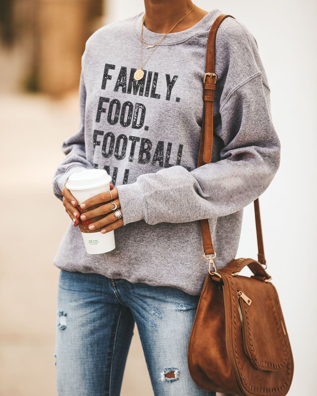 Letter Print Round Neck Sweater All-Match Pullover Sweater