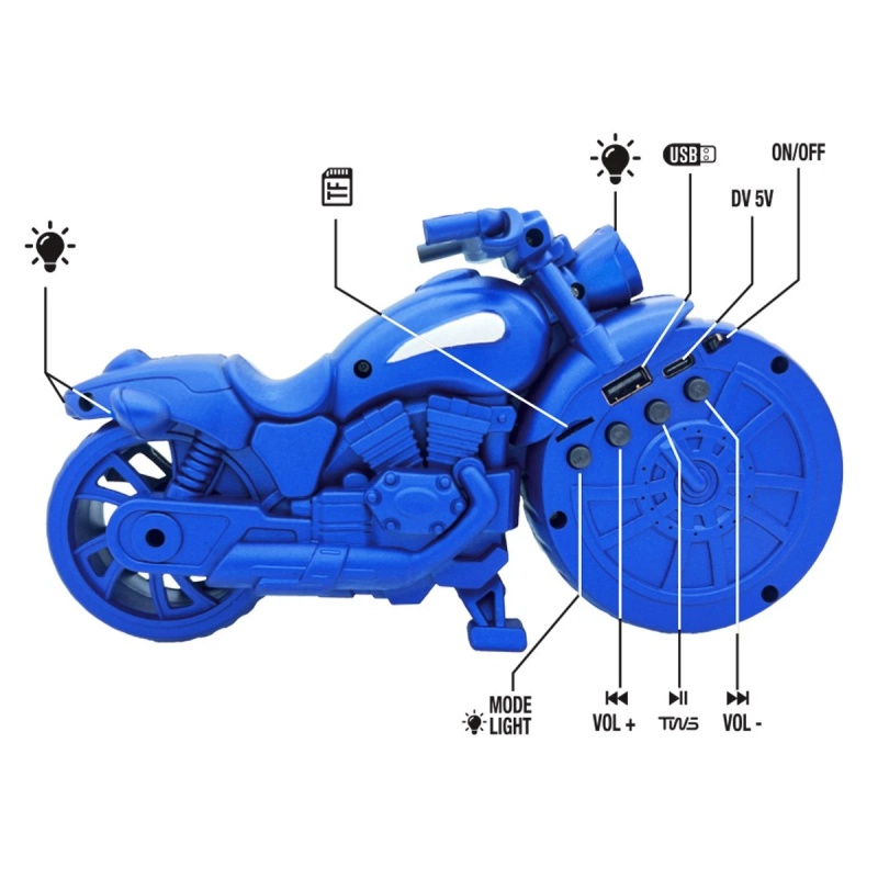 Retro Design Portable Bluetooth Speaker Motorcycle Replica TF Card LED FM Radio 15