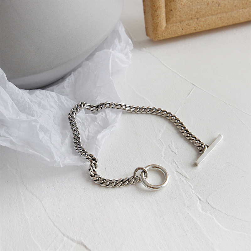 Wind Retro Geometric Ring Chain Bracelet Personality Silver Chain Ornaments