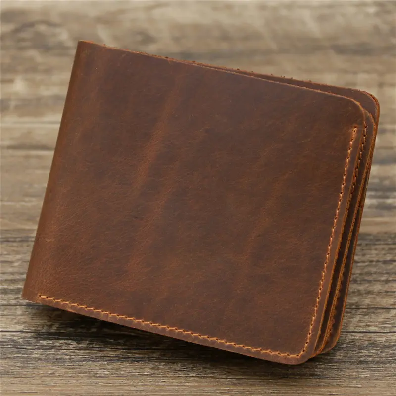 Men Crazy Horse Leather Money Card Bag