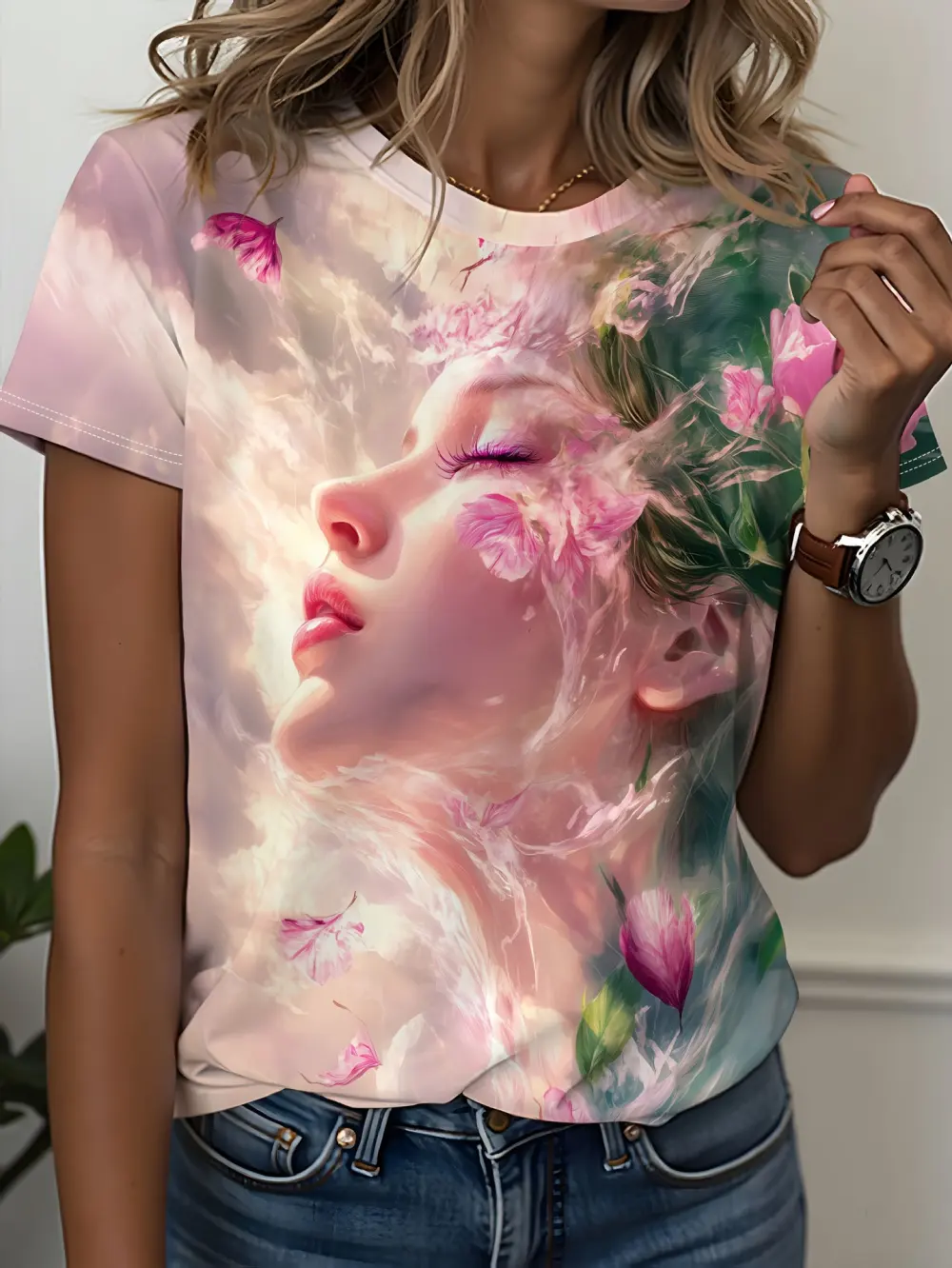 Summer New Women's Round Neck Short Sleeve Casual Fashion