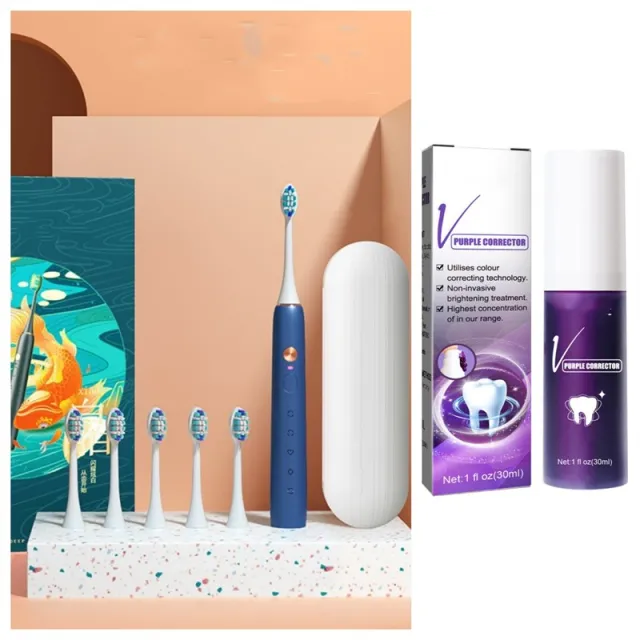 Electric Toothbrush Fully Automatic Couple Set Adult Rechargeable Type Blue - Shop at LoveMi