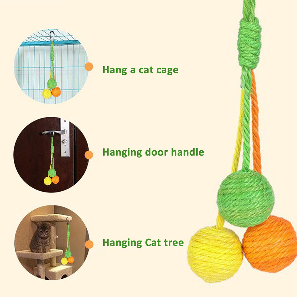 Cat Scratcher Ball Chewable Sisal Rope Toy Rolling Scratch Indoor Kittens Puppy Pet