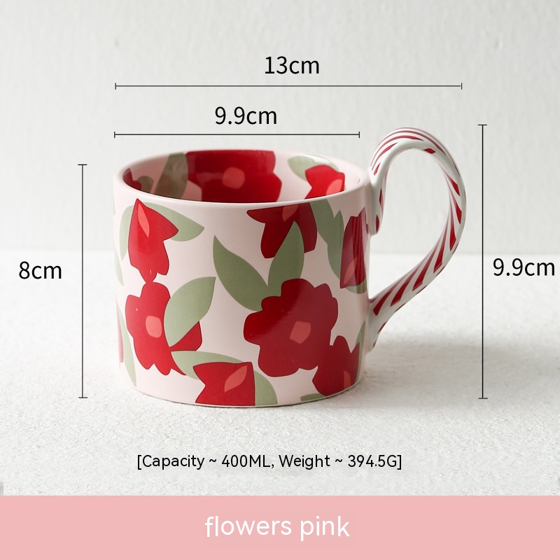 Title 10, Flower Large Capacity Ceramic Water Cup Mug