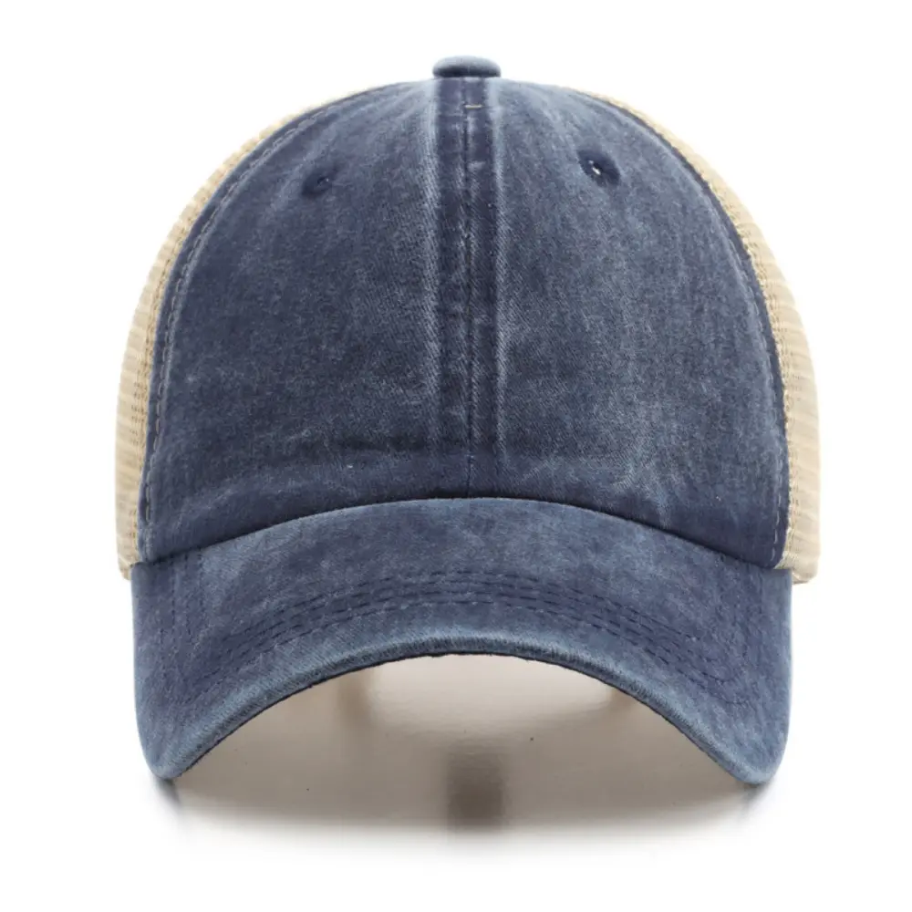 Color-matched Adjustable Patchwork Mesh Fabric, Lightweight And Breathable, Washable And Distressed, Simple And Fashionable Baseball Cap, Suitable For Daily Exe