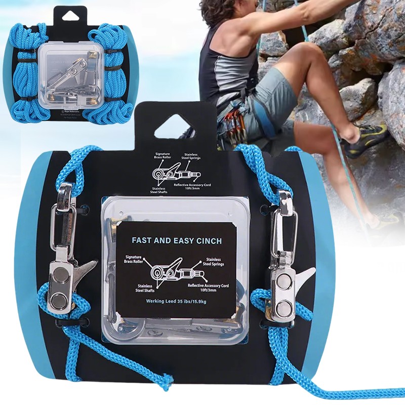 Non-Slip Rope W Roller Tensioner Lock Buckle Tie Down Cargo Tightening