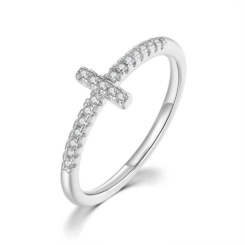 Title 1, Bague Cross Micro Sertie Zirconium