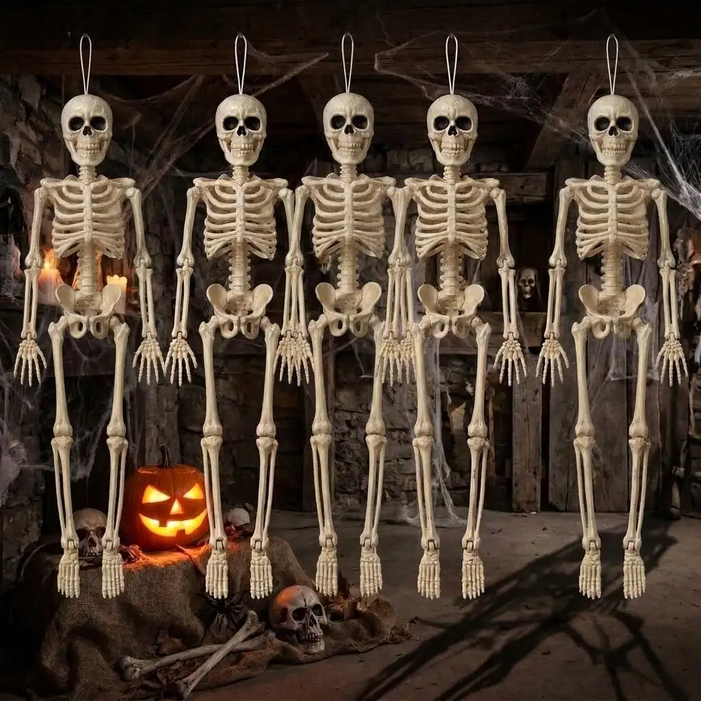 5 Pack Small Skeleton Halloween Decorations, 16