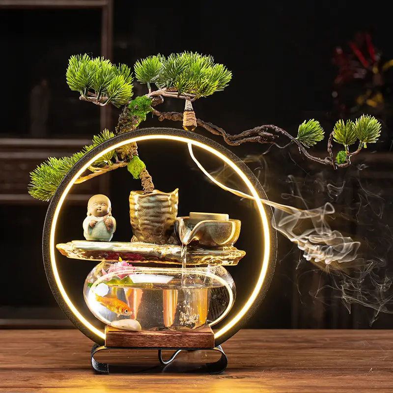 Water Fountain Fish Tank Lamp Decorations