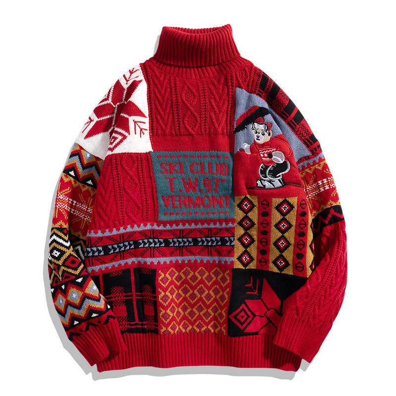 Christmas Sweater Men's And Women's Autumn And Winter High Collar