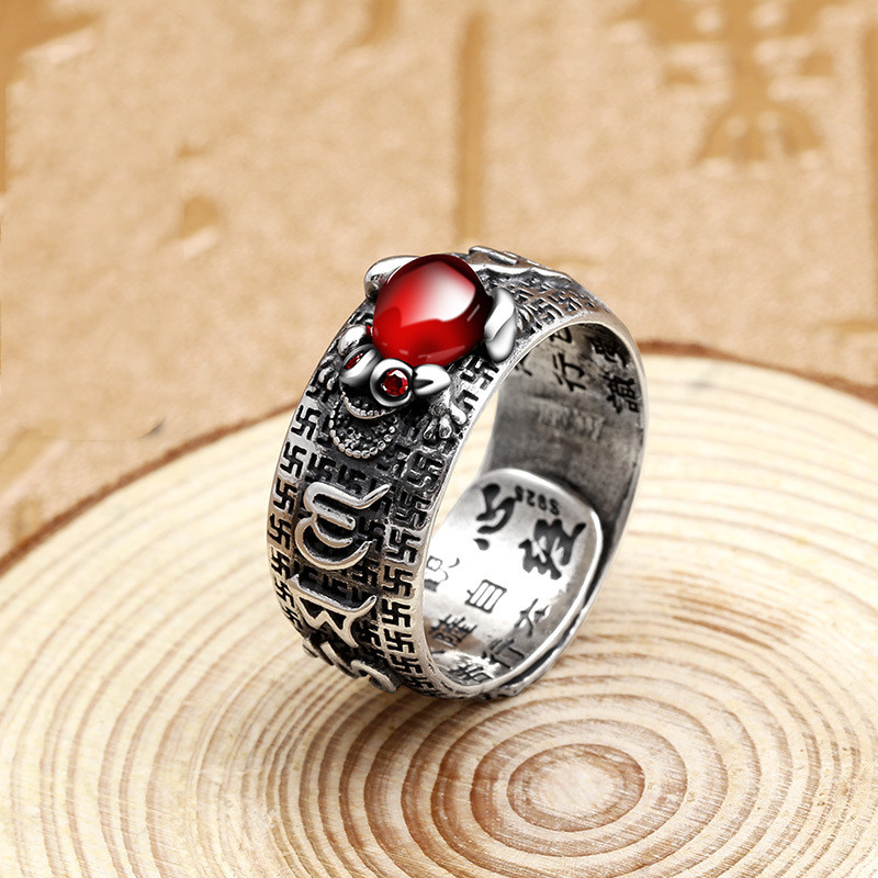 Little Pixiu Heart Sutra Ring Men And Women Lucky