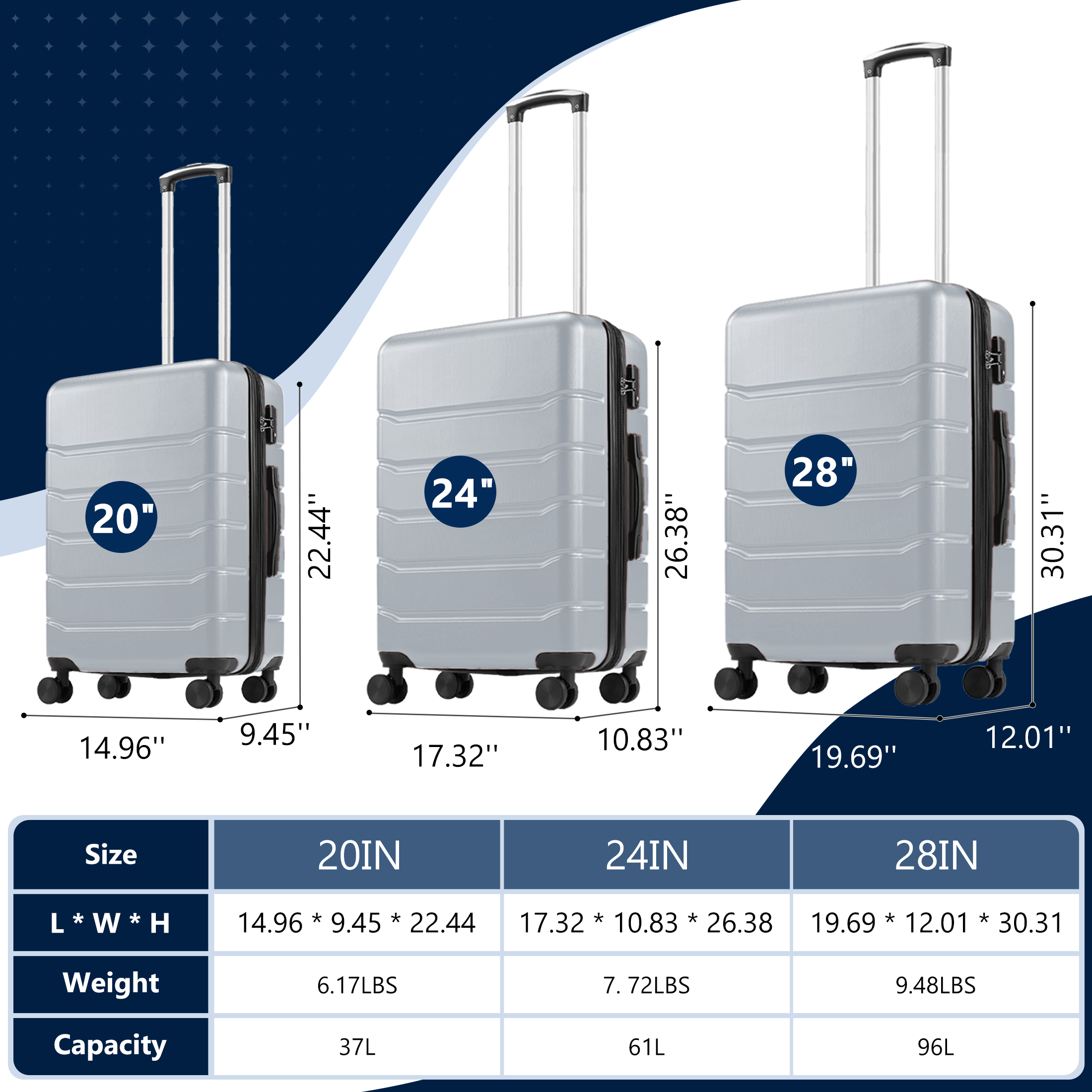 Hard Shell Carry On Suitcase, ABS Spinner Wheel Luggage, Lightweight And Expandable Rolling Travel Bag image 13