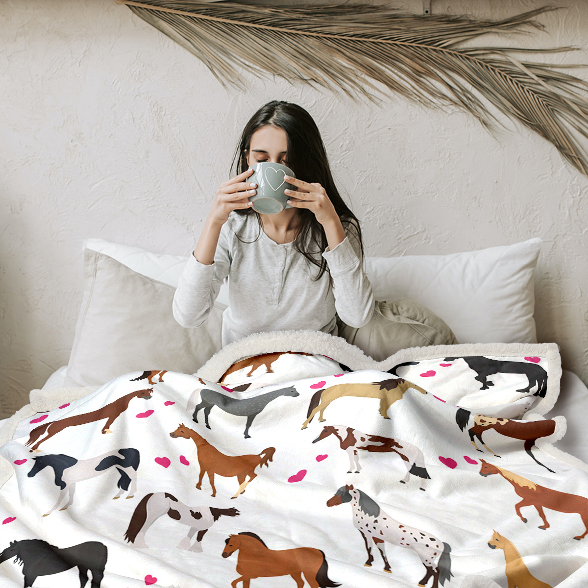 1 Pc Of High Weight Soft And Warm Pet Themed Lamb Wool Blanket With A Combination Of Red Heart And Horse, Versatile Sofa, Good Companion, Office Nap Blanket, Also Suitable For Camping — foto 3