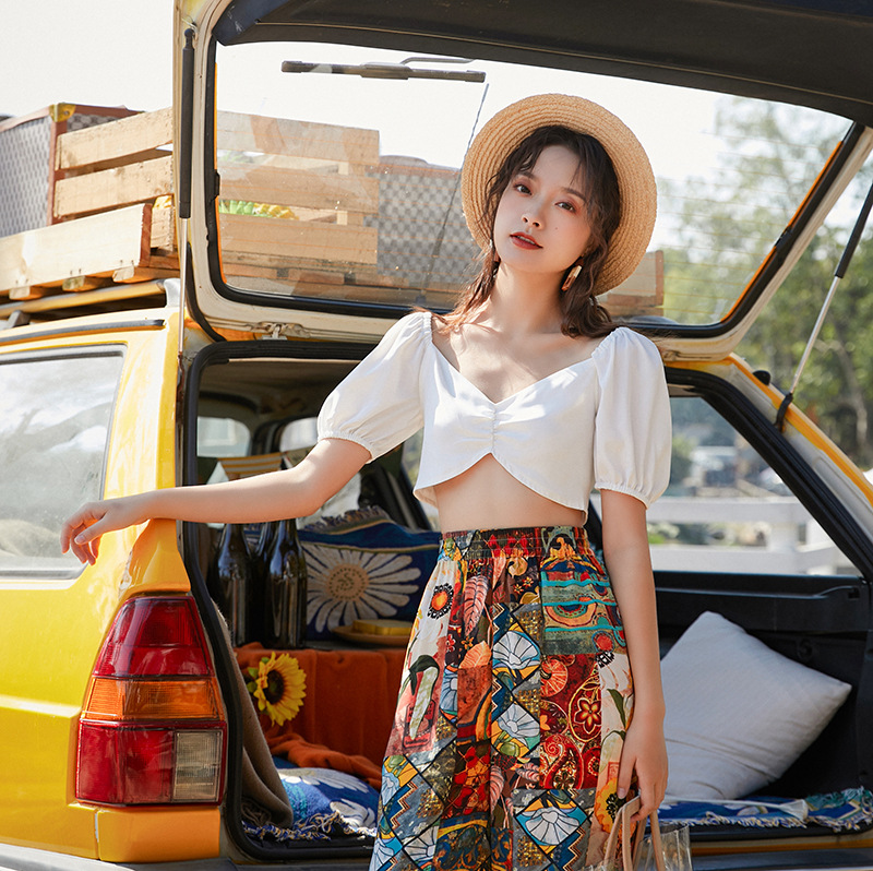 Women's V-Neck One-Shoulder Chiffon Shirt Top