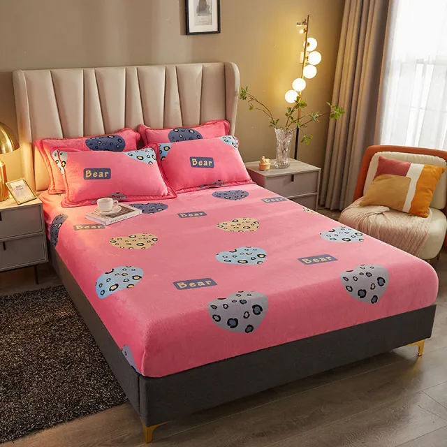 Winter Warm Milk Velvet Bed Sheet All Inclusive Simple Mattress Protector Leopard Print - Shop at LoveMi