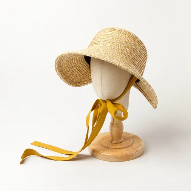Children's Hand woven Wide brimmed Strappy Straw Grass Loli Hat Orange - Shop at LoveMi