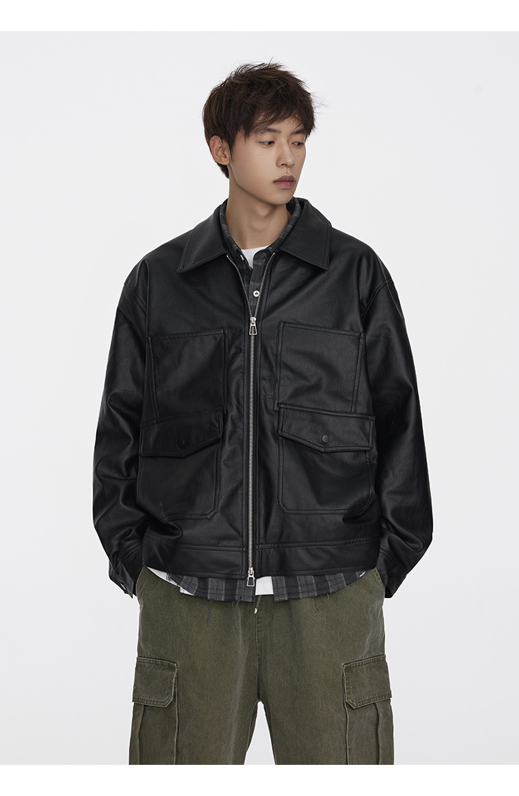 Title 4, Retro Cityboy Autumn Workwear PU Leather Jacket