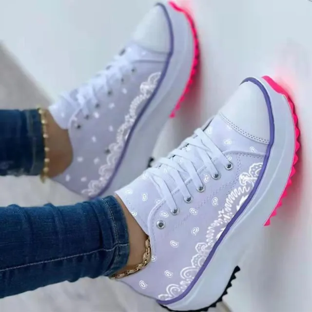 Printed Fashion Wedge Spring Casual Sneakers White - Shop at LoveMi