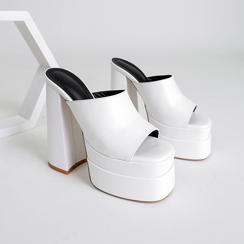 Platform Flat Slippers Hentian High Sandals White - Shop at LoveMi