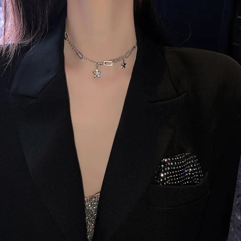 Hip Hop Cool Star Necklace Women''s Fashion Light Luxury