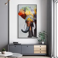 Abstract Elephant Oil Painting Canvas Animal Wall Home Living Room Decor - As Shown - View 1