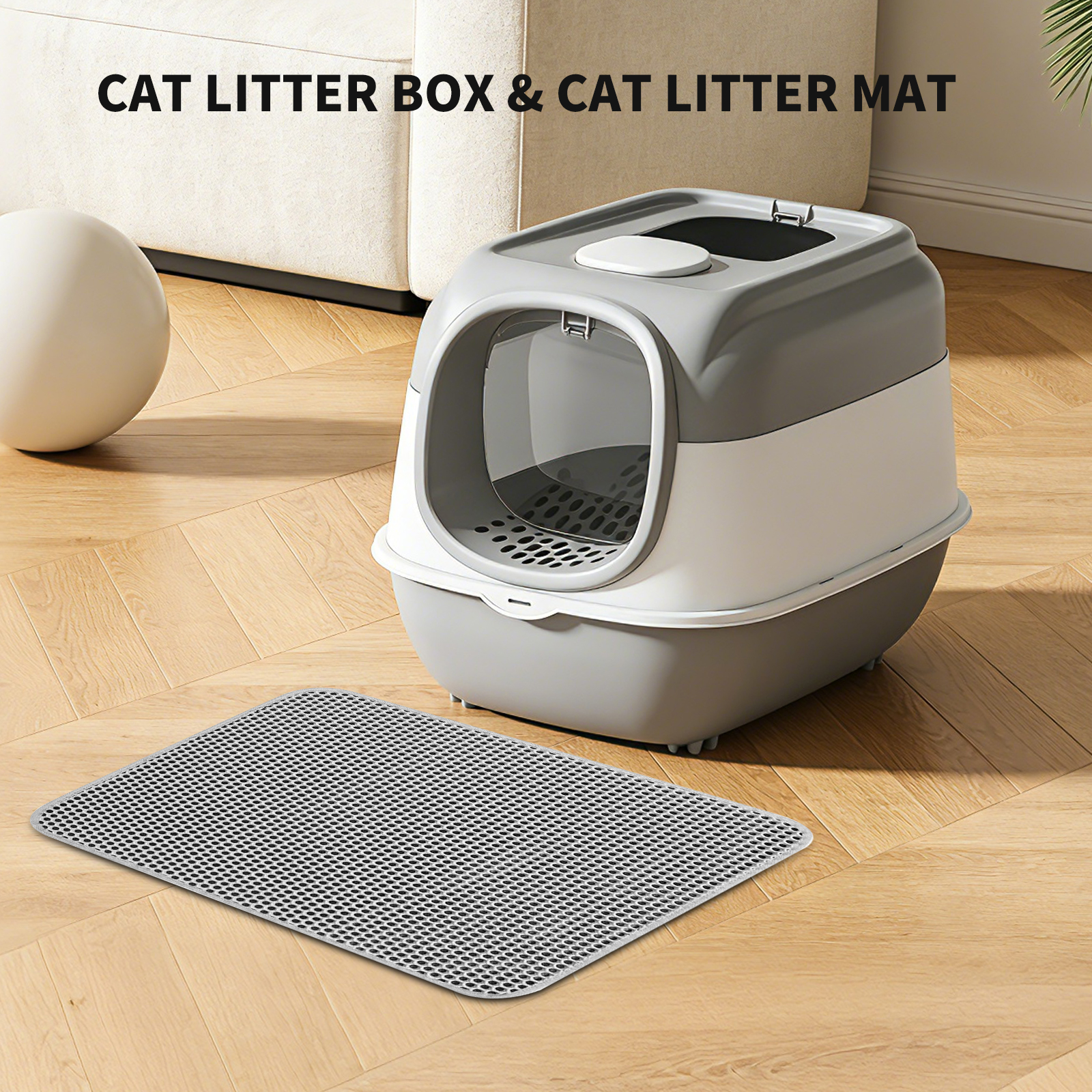 Spaceship Top Entry Fully Enclosed Cat Litter Box, With Free Litter Mat, Anti-Splash & Odor Locking, For Large Cats & Multi-Cat Households