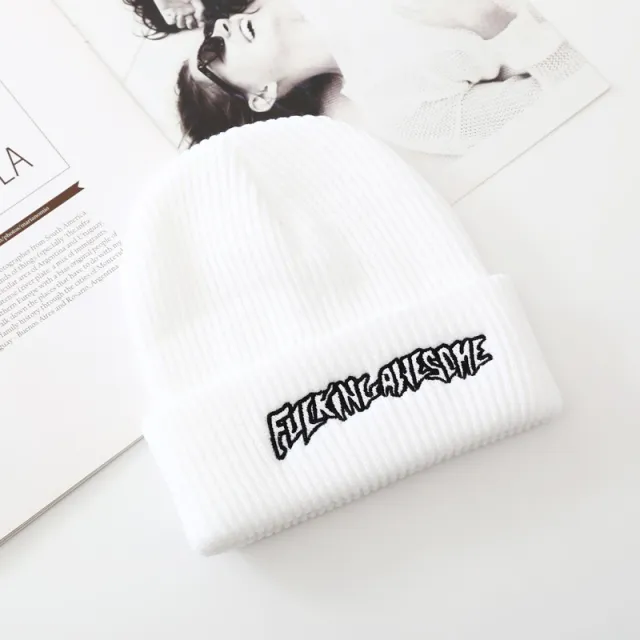 Woolen Girl Autumn And Winter Korean Hat English White - Shop at LoveMi