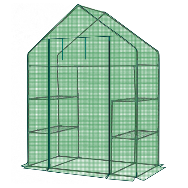 Mini Walk-in Greenhouse With PE Cover, 4-Shelf Indoor Outdoor Plant Gardening Green House For Garden Backyard, 56inch X 29inch X 77inch, Green