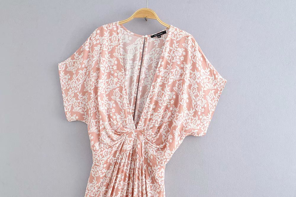 Women's New Wholesale Rayon Bat Sleeve Printed Dress