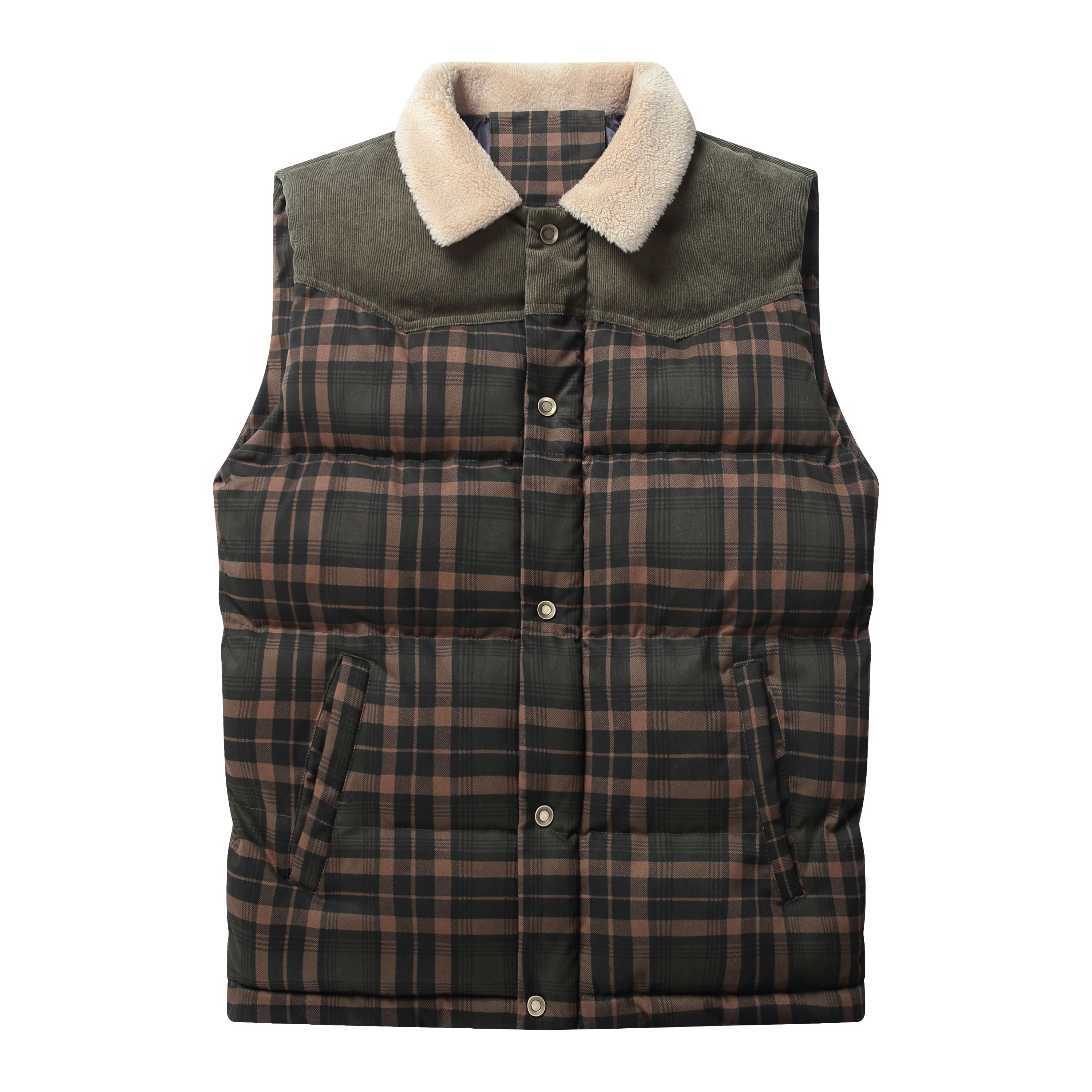 men-neck-collar-warm-plaid-vest