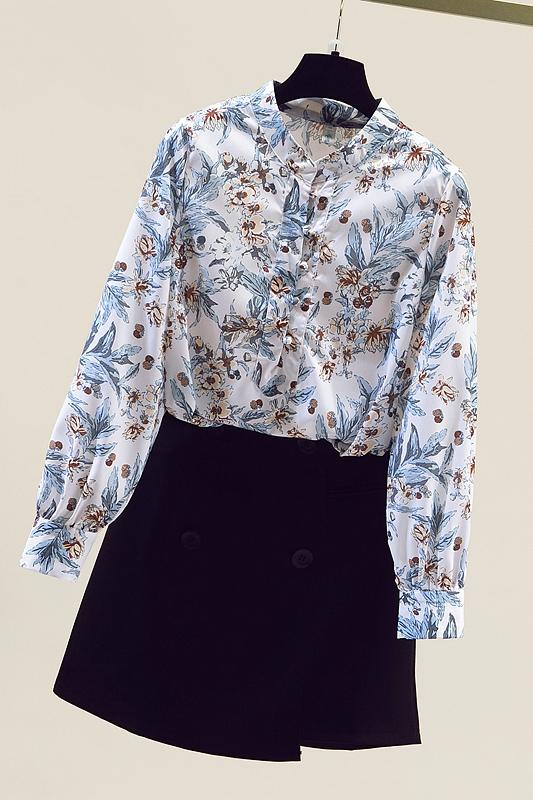 Title 1, Loose Slimming All-match Print Chiffon Shirt