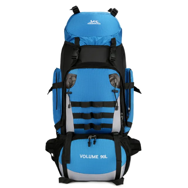 90L Large Capacity Outdoor Travel Backpack For Men, Waterproof And Durable Hiking Bag, Cotton Quilt, Luggage, Work Backpack Blue - Shop at LoveMi