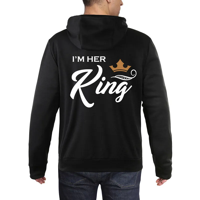 Her King His Queen Couple Hooded Printed Sweater - B-S