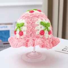 Cherry Hand Knit Sweater Hat Keeps Warm And Fashionable - Pink - View 1