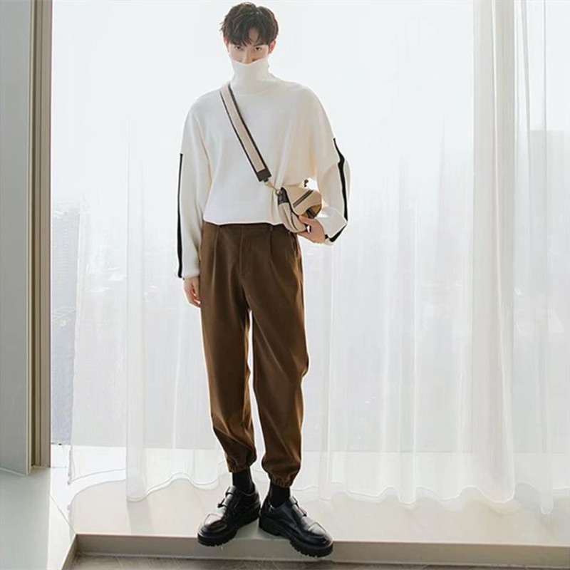 Men's Handsome Woolen Pants With Zipper Design