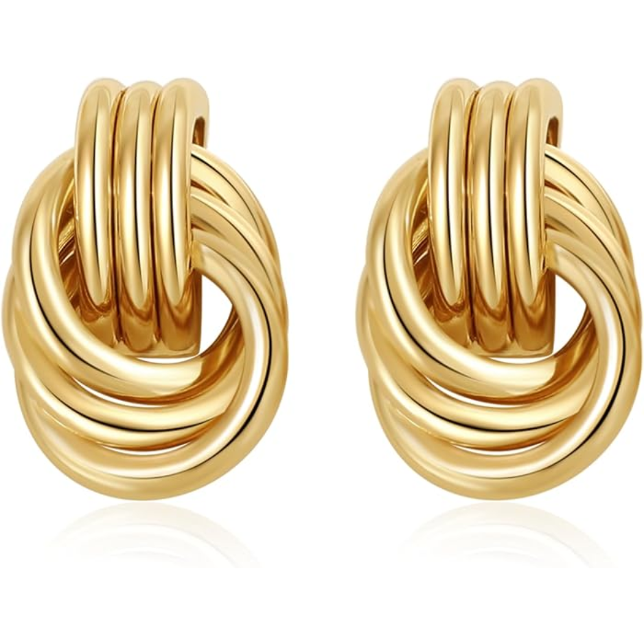 Boucles d'oreilles en or à gros nœuds pour femmes, boucles d'oreilles fantaisie, bijoux tendance pour tous les jours et occasions spéciales