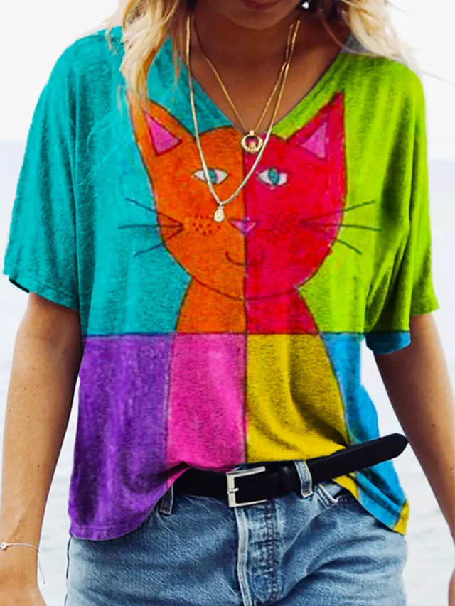 3D Printing Personality Printing Loose Women's T Shirt Top Jl2270405 5Xl - Shop at LoveMi