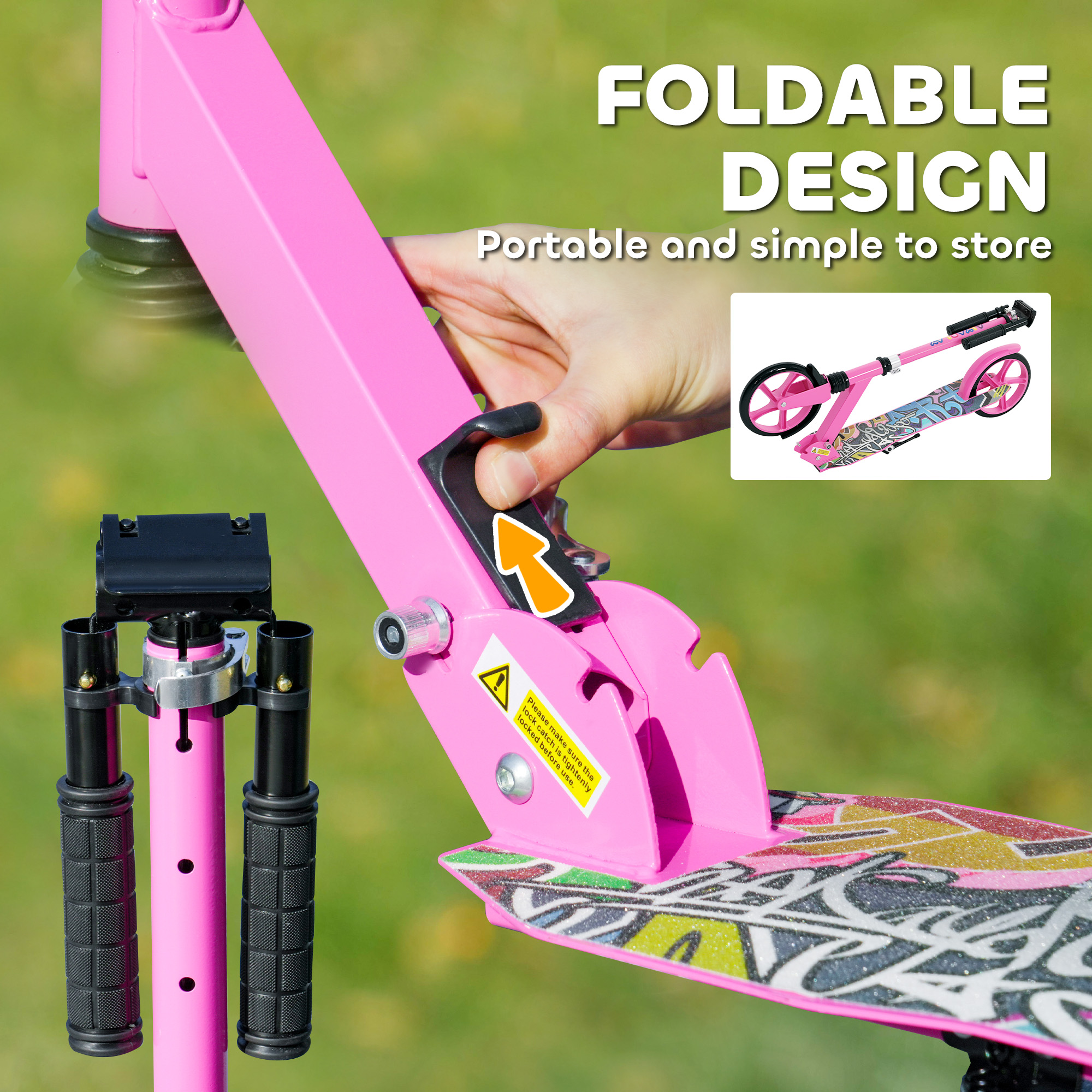Foldable Children's Scooter With Adjustable Handlebars, 200mm Large Wheels — image 6