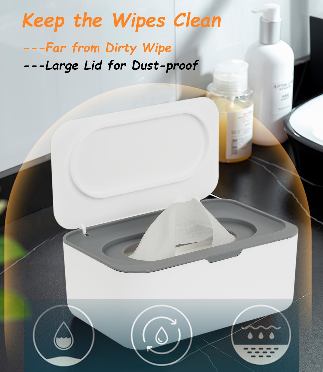 Large Capacity Wet Wipe Dispenser,Reusable Tissue Box,Sealed Dustproof Mask And Wet Wipe Holder For Home Bathroom