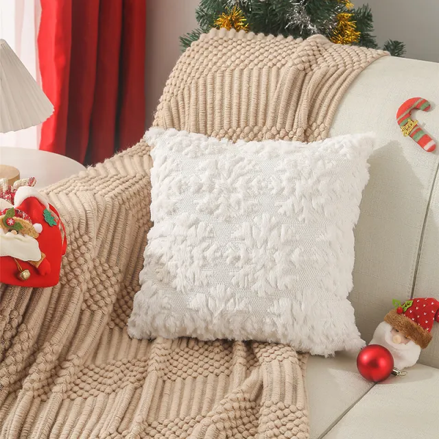 Modern Minimalist Home Sofa Pillow Covers White Snowflake - Shop at LoveMi