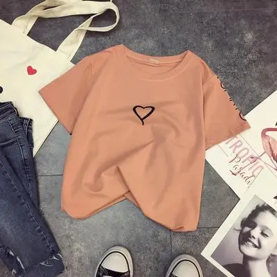 Loose Large Size Round Neck Half sleeved Top Mid length T shirt Orange - Shop at LoveMi