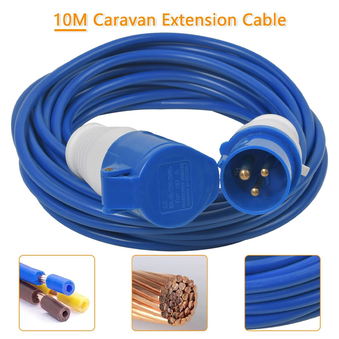 10M 15M 25M Waterproof Camping Caravan Motorhome Electric Mains Hook Up Cable — image 8