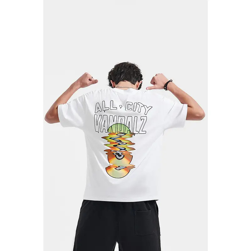 Design Letter Printing National Tide Loose Dropped Shoulders Short Sleeves