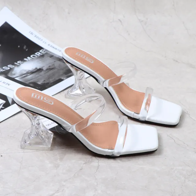 Transparent Strap Sexy Chunky High Heel Crystal Sandals Transparent - Shop at LoveMi