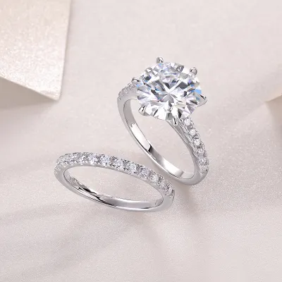 1Arrange Large Diamond Rings Luxuriously And Fashionably Set With Moissanite Silver Rings Prohibit Tk Sales