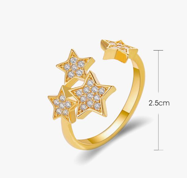 Fashion Simple Full Diamond Starry Copper Ring