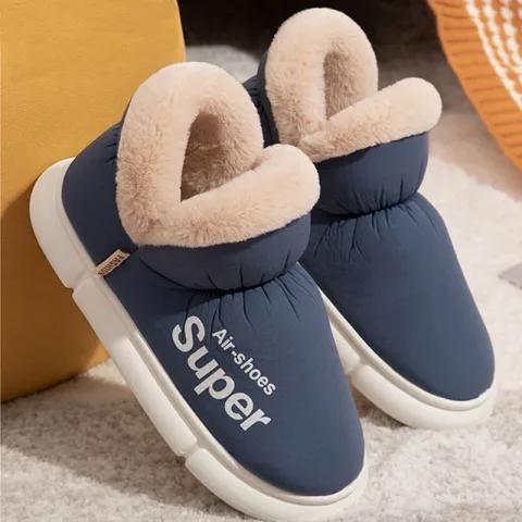 Warm House Shoes Plush Fleece High Back Heel Slippers