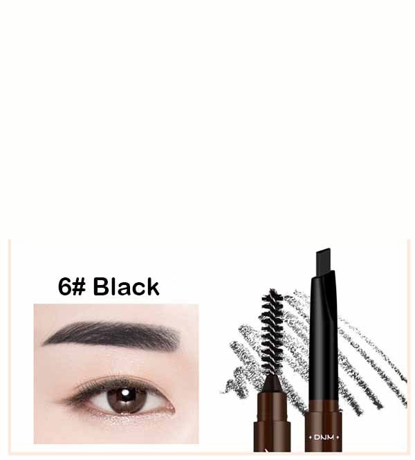 Double Head Automatic Rotating Eyebrow Pencil Waterproof With Brush Black - Shop at LoveMi